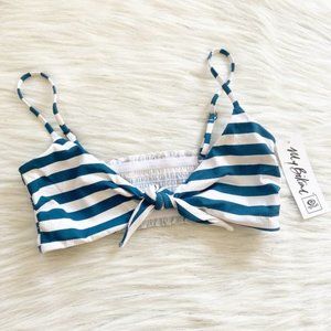 NEW Rip Curl Tie Front Striped Patriot Bikini Top